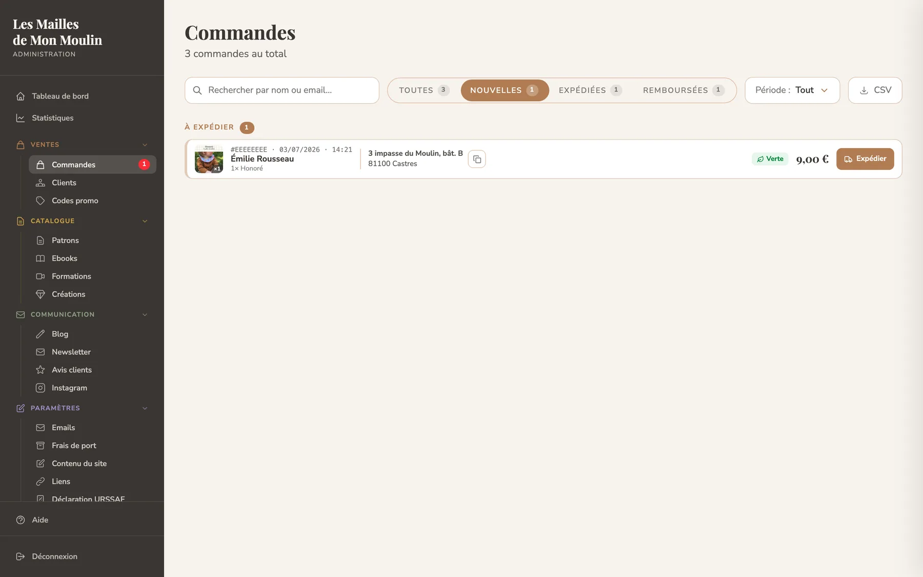 File de traitement des commandes