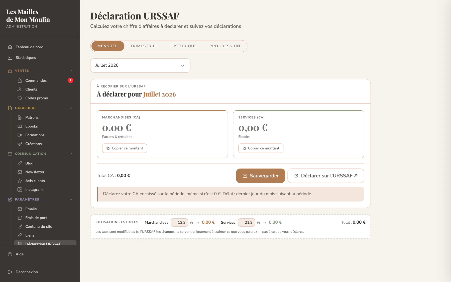 Aide à la déclaration URSSAF